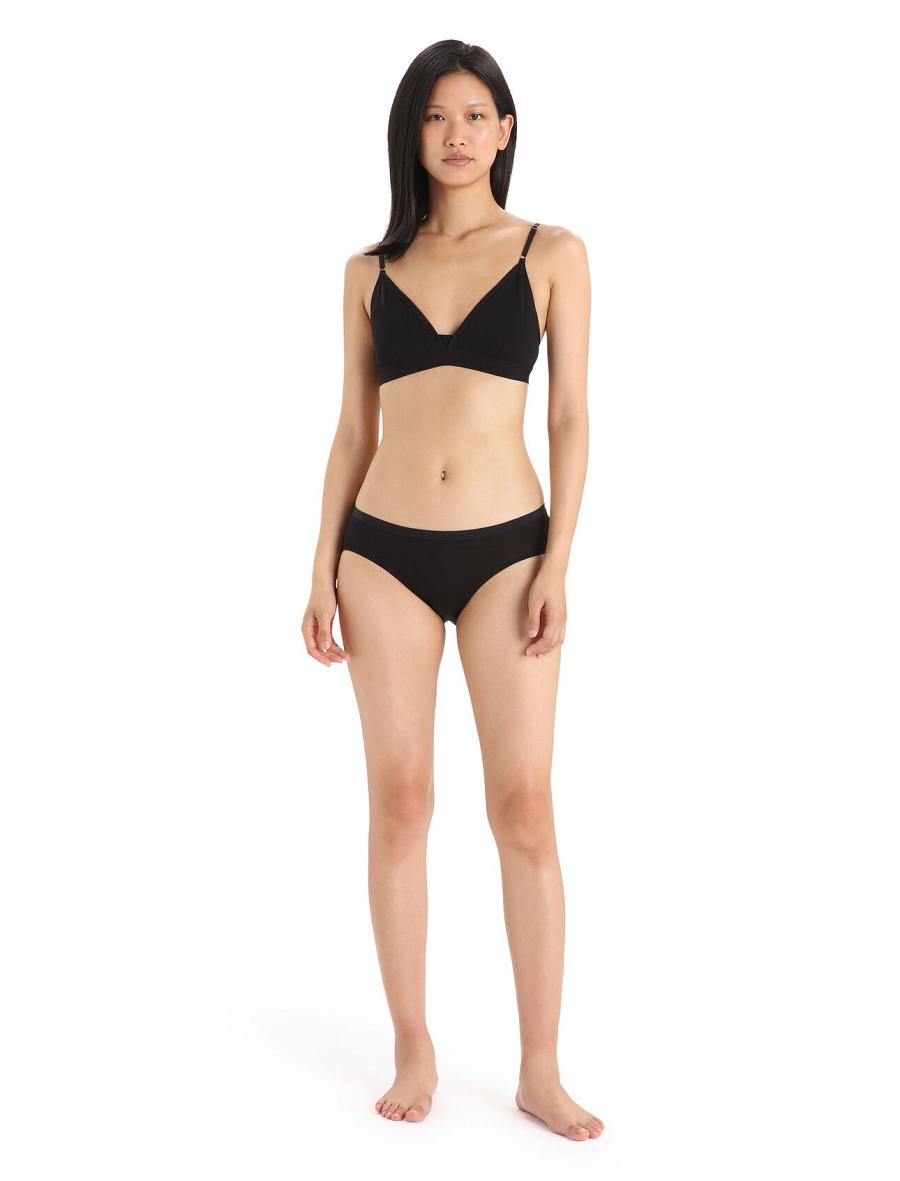 Women's Icebreaker Merino Siren Hipkini Briefs Underwear Black | CA 1218ZUTG